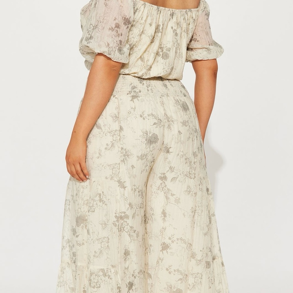 Floral Cream 2pc pants set